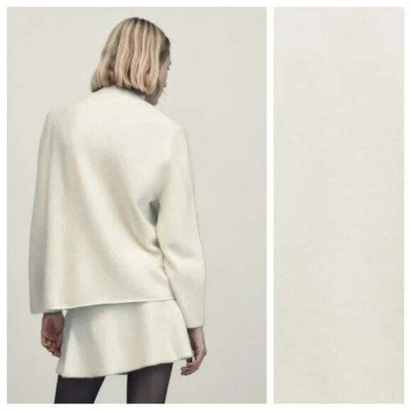 Zara White Turtleneck Sweater Top‎ Loose Fit Long Sleeves Minimalist Medium - Picture 3 of 16